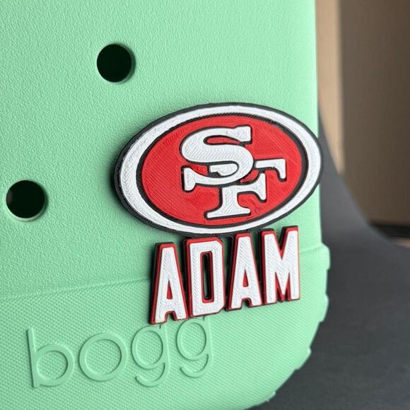 Personalized San Francisco 49ers Bogg Bag Name Tag, 49ers Bogg Bag Charms - Picture 1 of 6
